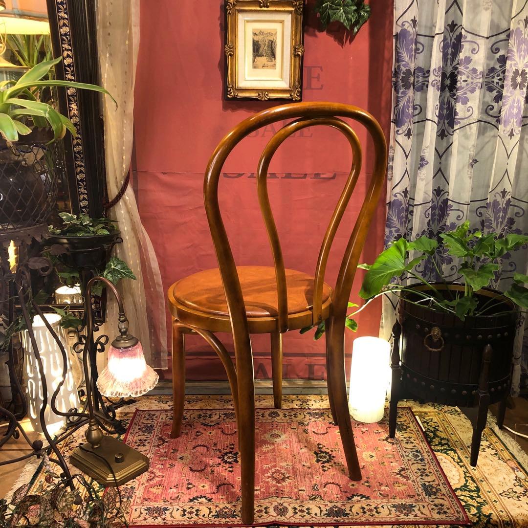 オールド ヴィンテージ 曲木　ベントウッドチェア　軽量　アンティークレザー張り