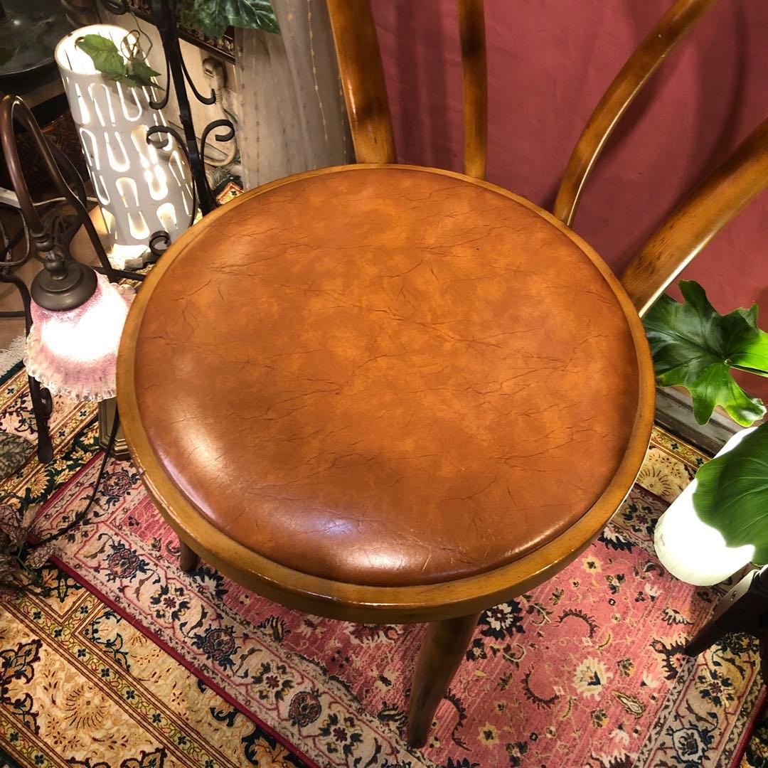 オールド ヴィンテージ 曲木　ベントウッドチェア　軽量　アンティークレザー張り