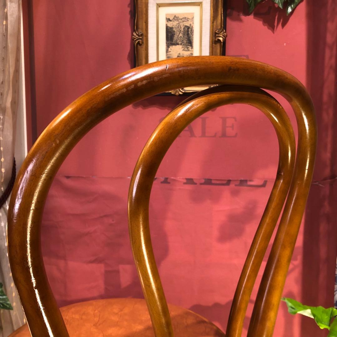 オールド ヴィンテージ 曲木　ベントウッドチェア　軽量　アンティークレザー張り