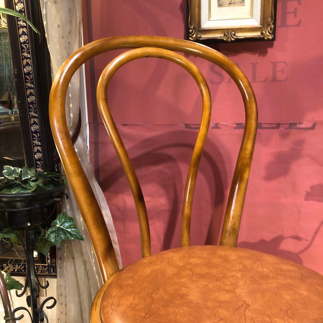 オールド ヴィンテージ 曲木　ベントウッドチェア　軽量　アンティークレザー張り