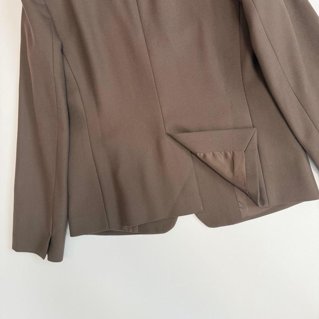 23区　セットアップスーツ　 ノーカラージャケット　ラップ風スカート 　茶色　M