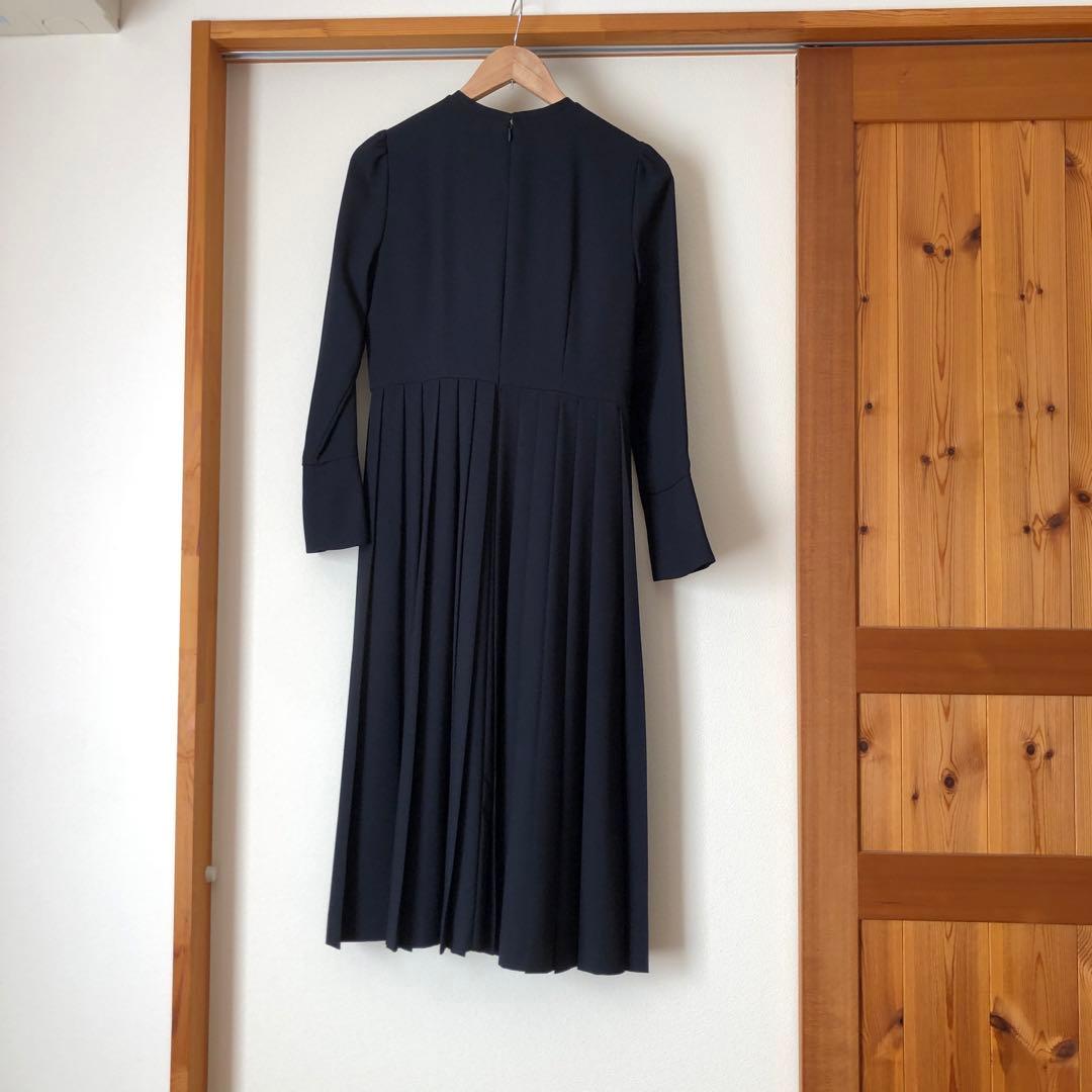 CELFORD 38 ネイビーリボン付き 長袖プリーツワンピース卒業式　結婚式