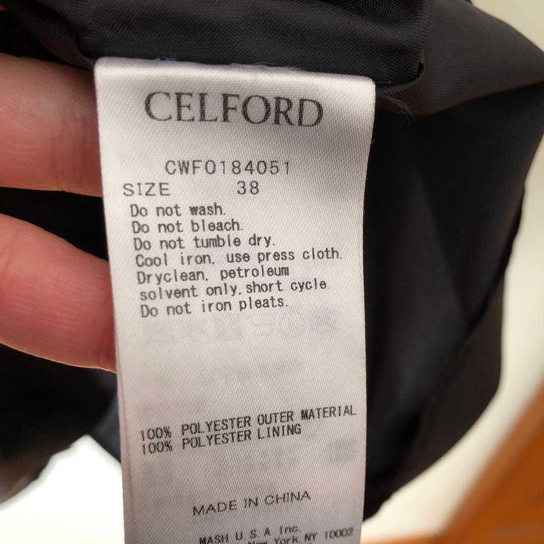 CELFORD 38 ネイビーリボン付き 長袖プリーツワンピース卒業式　結婚式