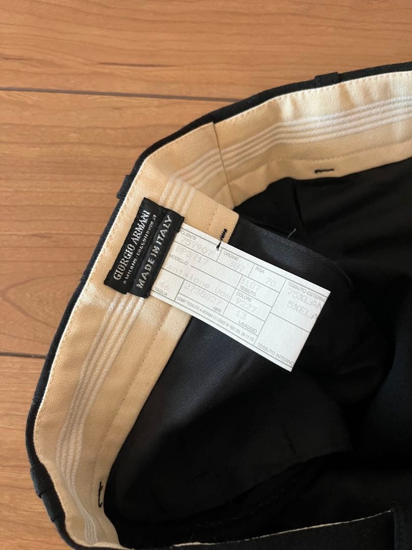 GIORGIO ARMANIブラック スラックス 未使用タグ付ノータック