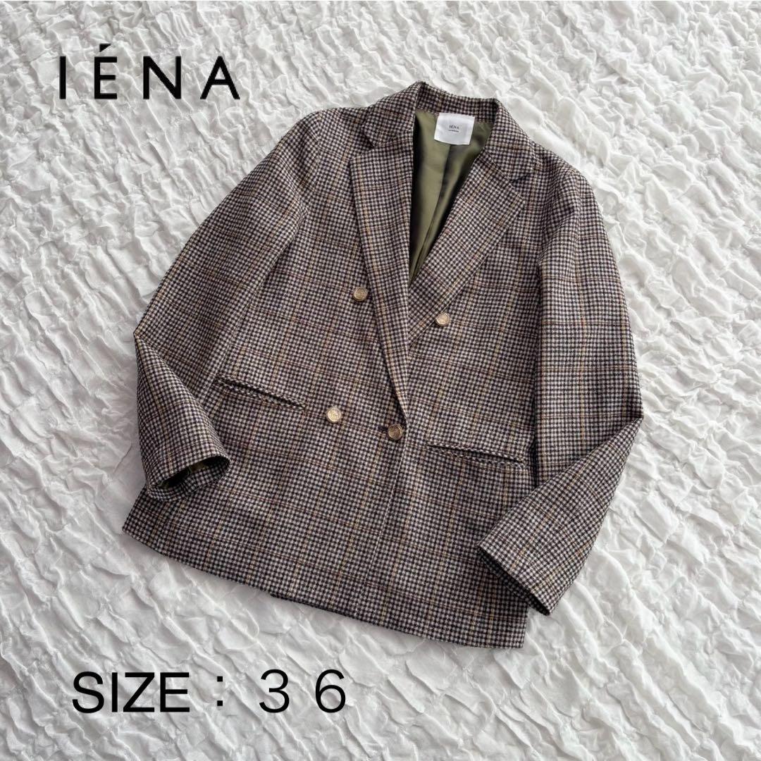 【美品】 イエナ モールチェック ダブルブレストジャケット 金ボタン