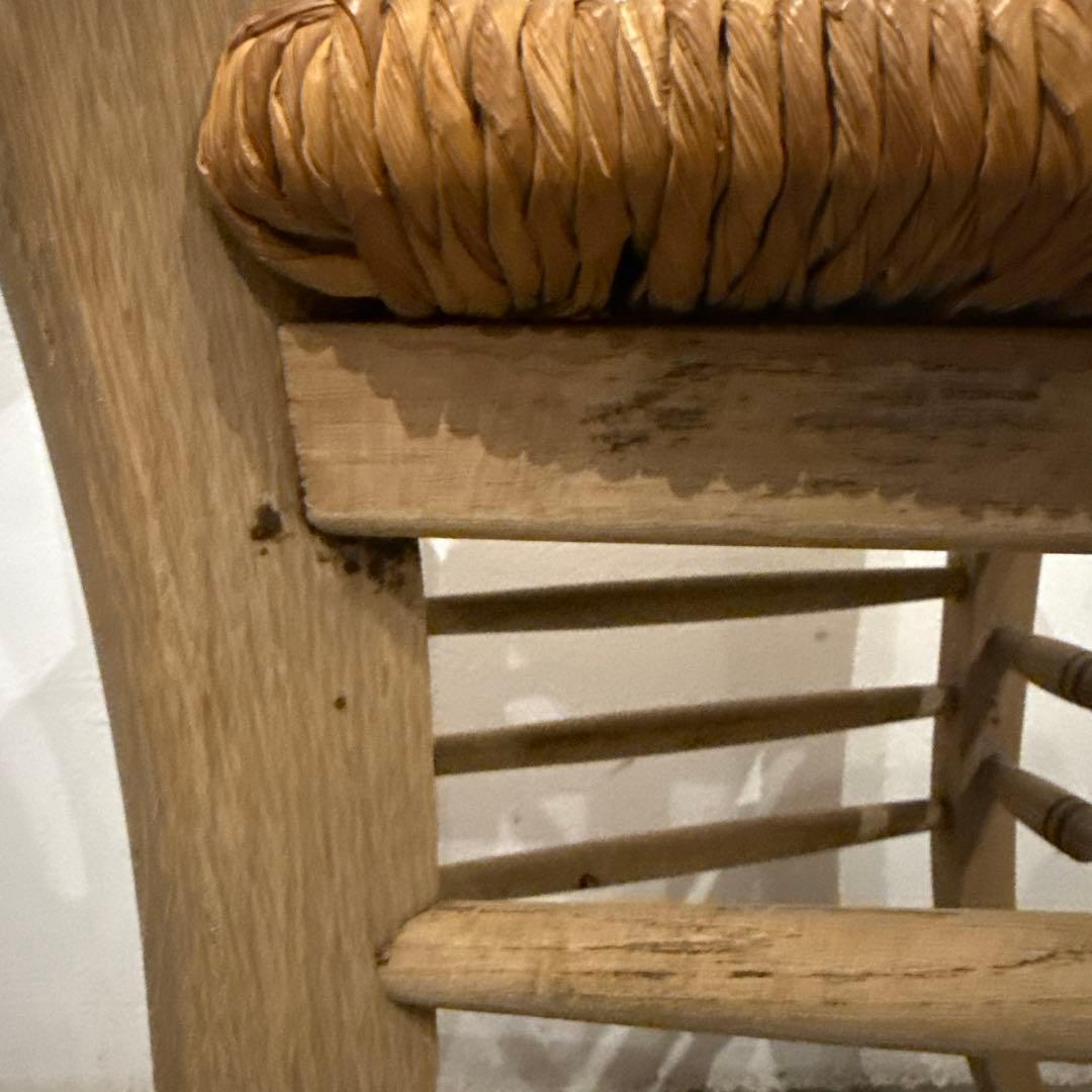 ダイニングチェア　カフェチェア　藁座面　剥離　3