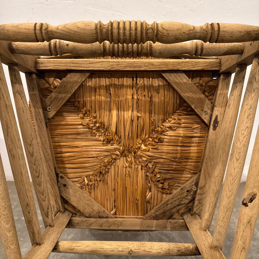 ダイニングチェア　カフェチェア　藁座面　剥離　3