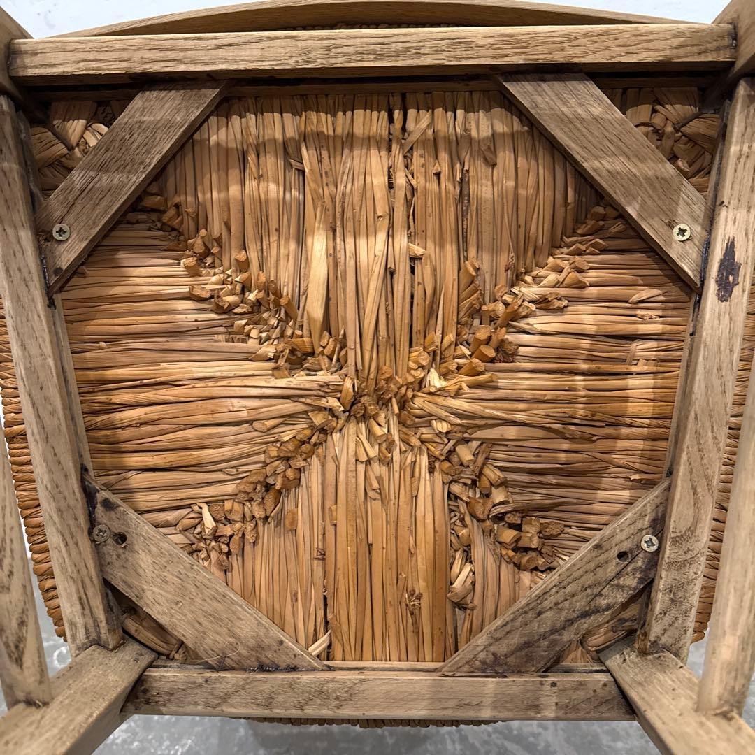 ダイニングチェア　カフェチェア　藁座面　剥離　3