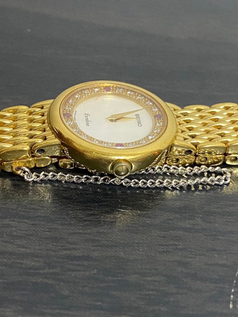 セイコー SEIKO EXCELINE シェル文字盤 石24P ゴールド