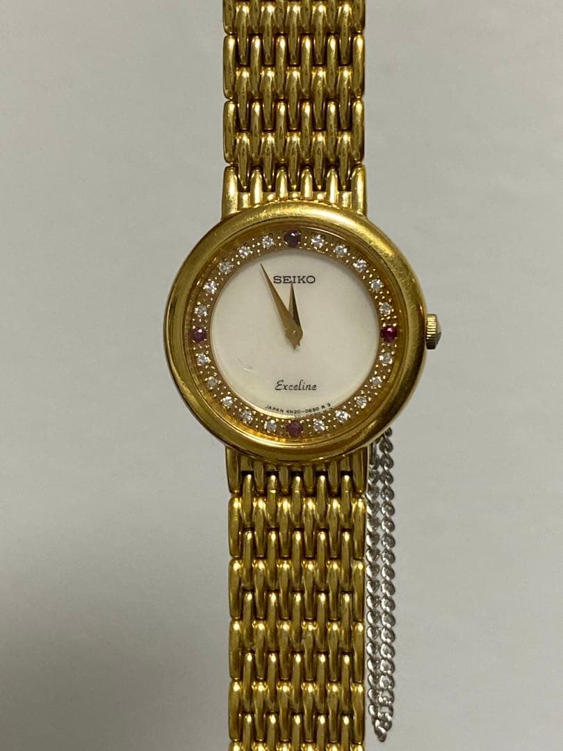 セイコー SEIKO EXCELINE シェル文字盤 石24P ゴールド