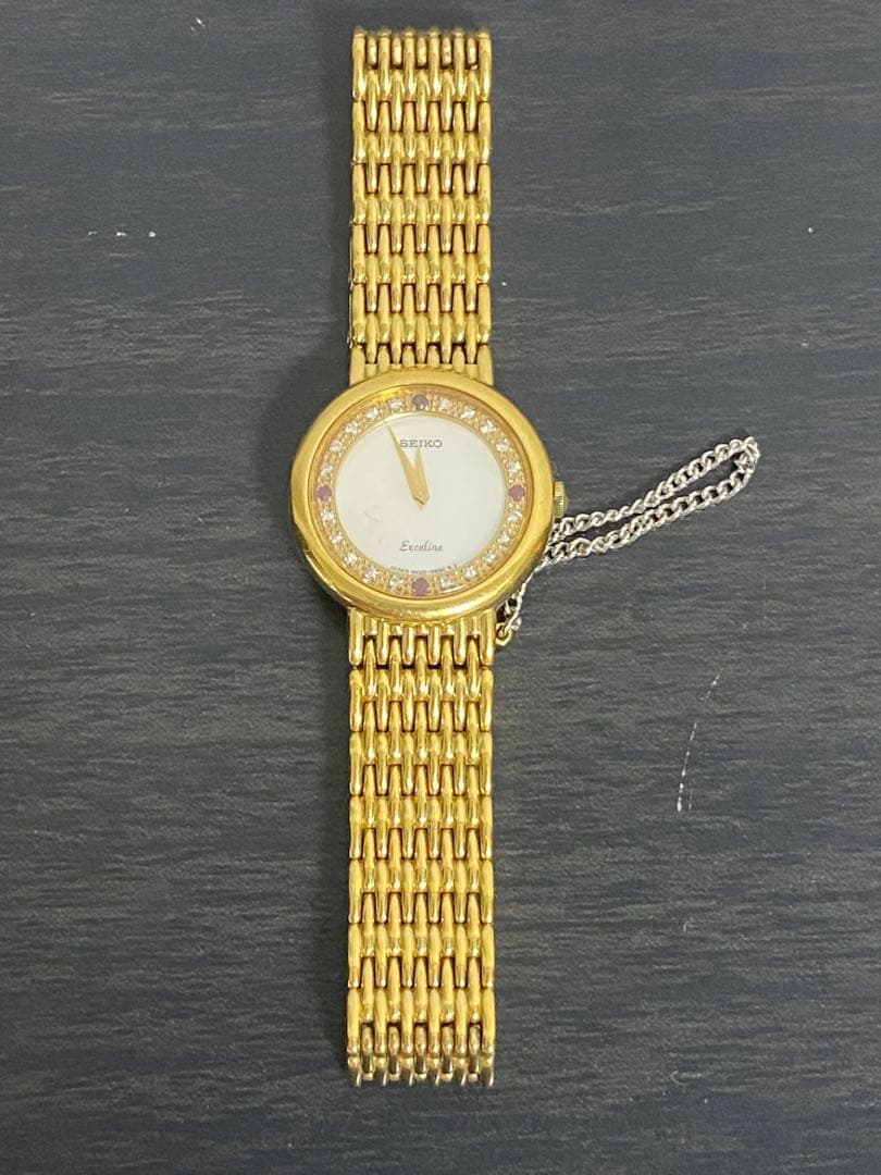 セイコー SEIKO EXCELINE シェル文字盤 石24P ゴールド