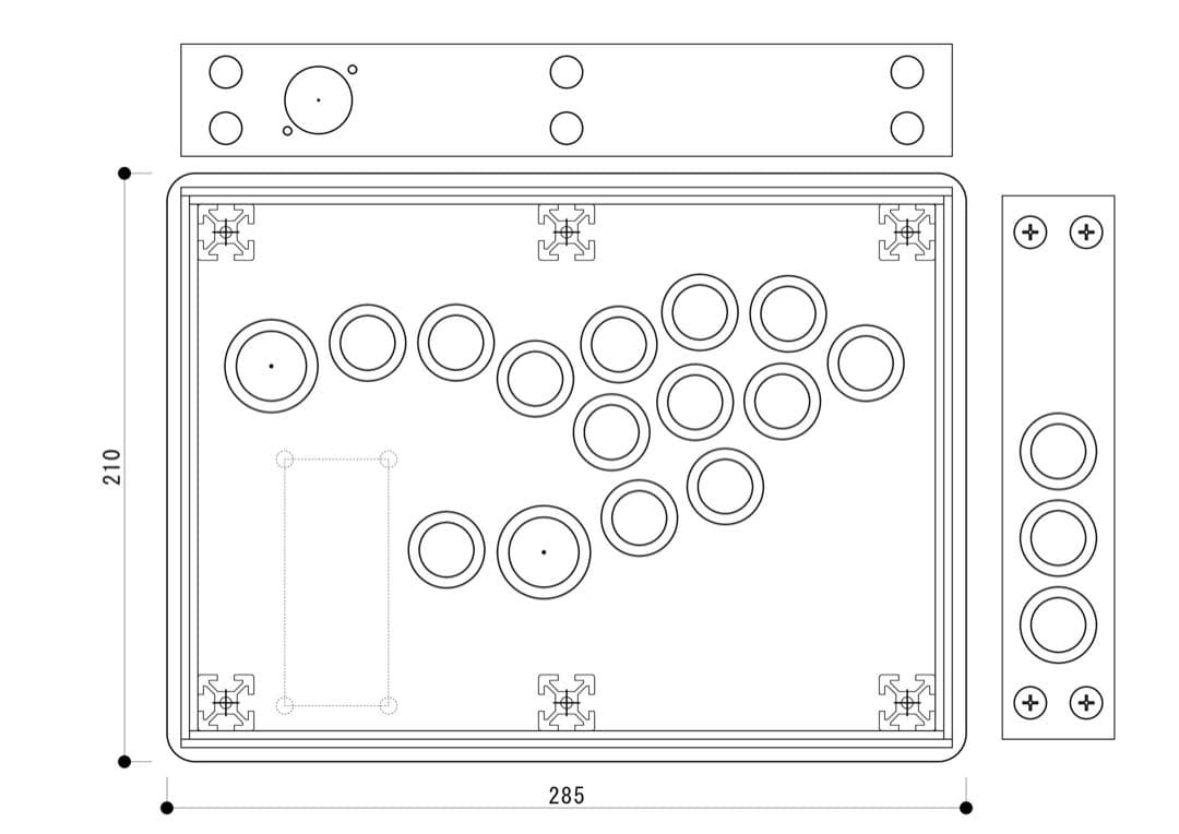 レバーレス ケース アケコン 天板2種類セット マグネット開閉