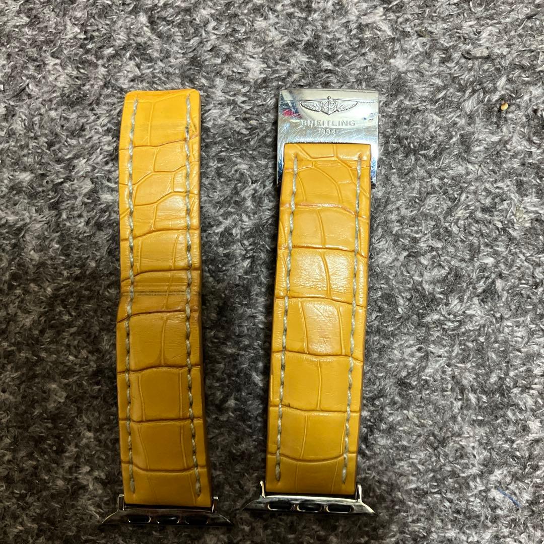 BREITLING イエローレザー腕時計ストラップ 22-20mm