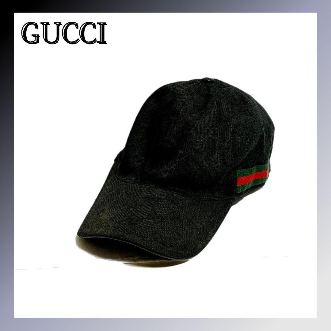 グッチ 200035 GGキャンバス キャップ ブラック L