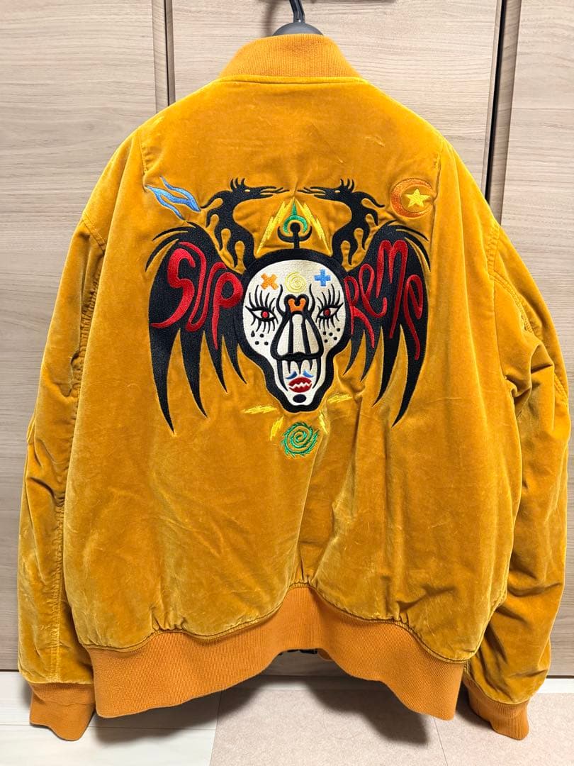 supreme クレイトン　MA-1 ベロア　刺繍　XL