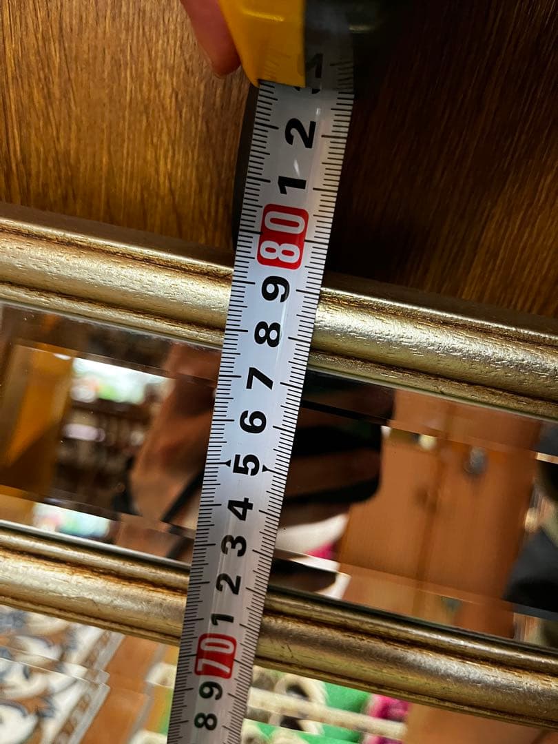 アンティーク八角形の金縁壁掛け鏡