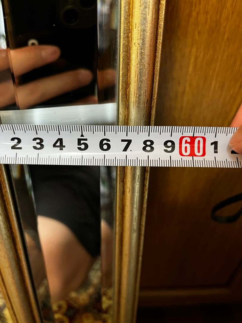 アンティーク八角形の金縁壁掛け鏡