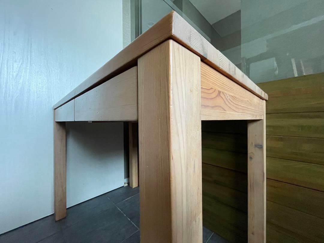 ■Muji/無印良品 天然木 無垢材 デスク/机 + デスクワゴン/キャビネット