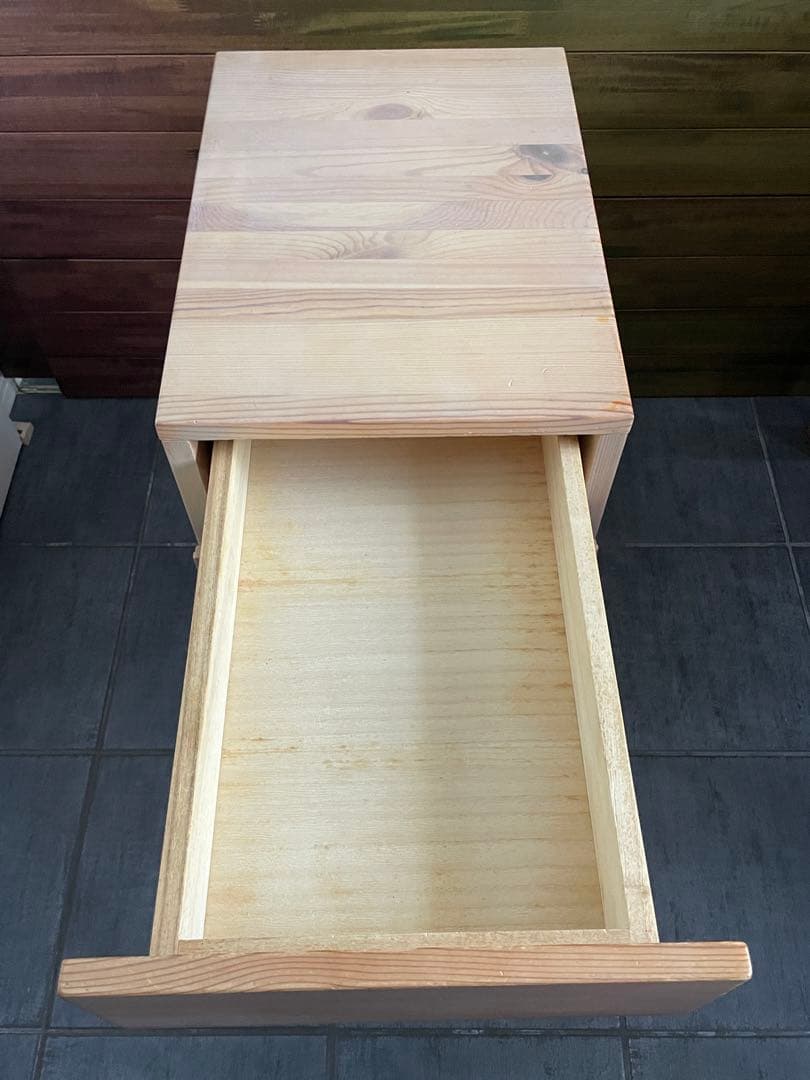 ■Muji/無印良品 天然木 無垢材 デスク/机 + デスクワゴン/キャビネット