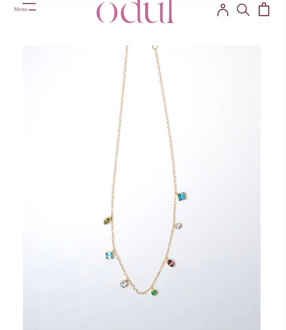 美品odulエメラルド&グリーントルマリン&スイスブルートパーズネックレス