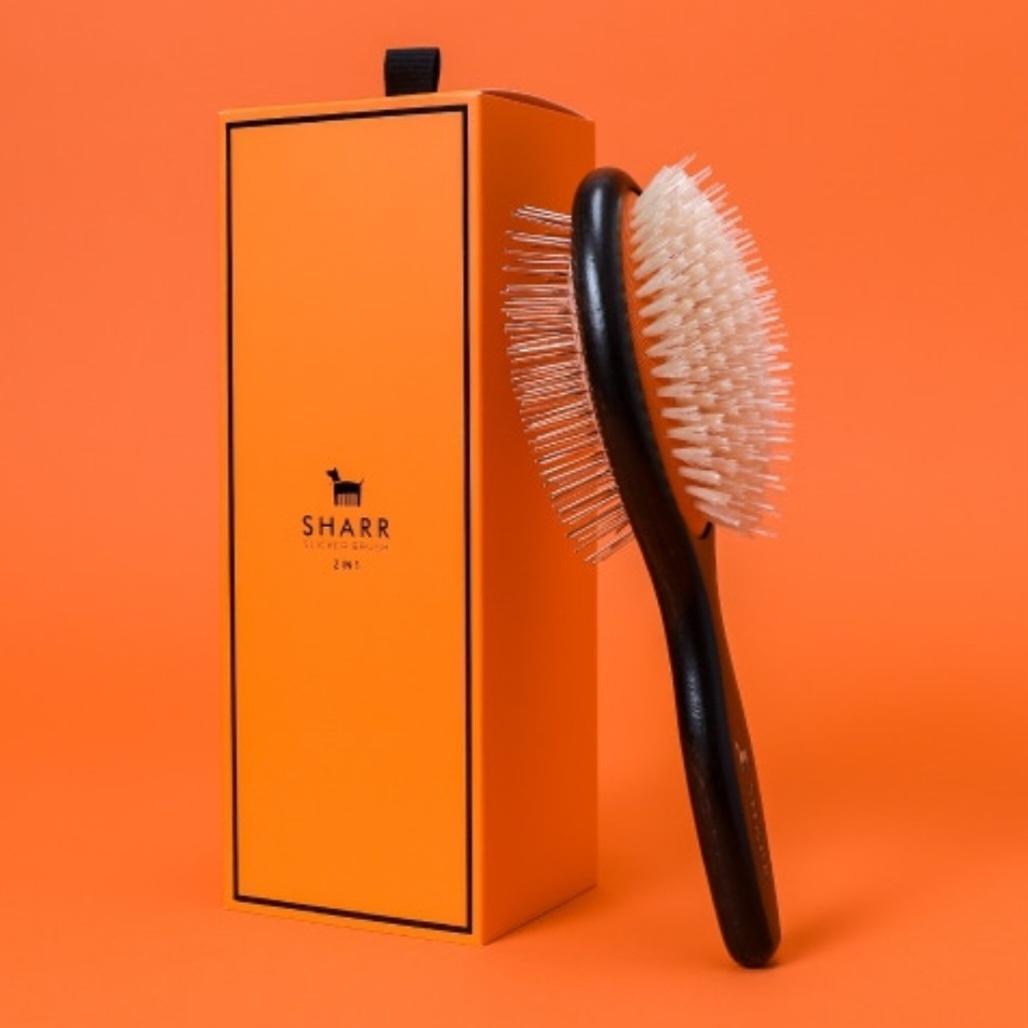 kaon 新品未使用 韓国発 SHARR ペットブラシ 黒 オレンジ 犬