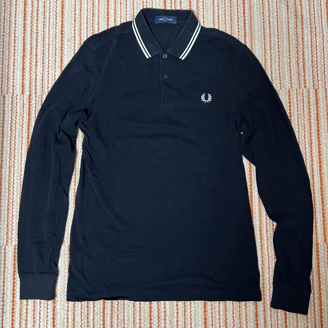 FRED PERRY フレッドペリー　長袖ポロシャツ M m3636 美品　黒