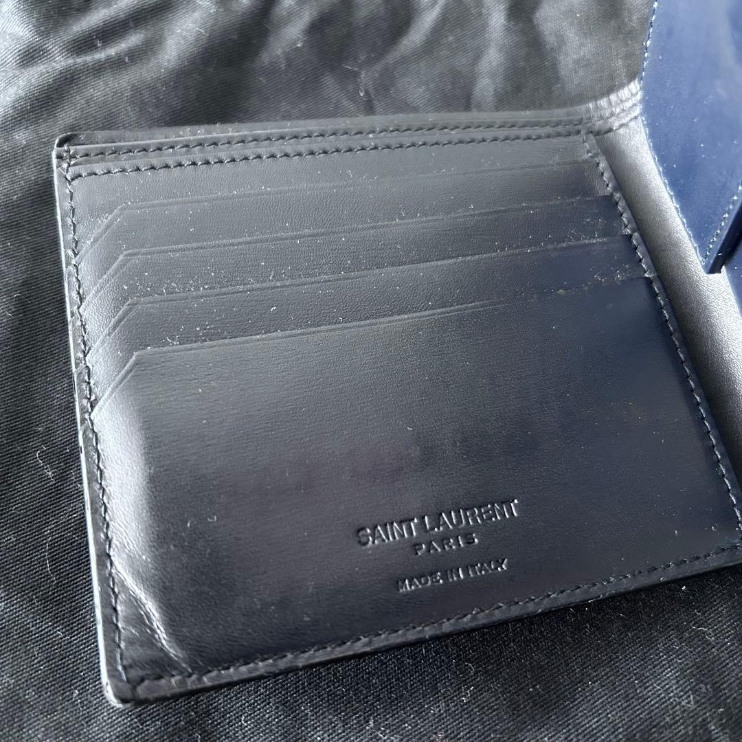 SAINT LAURENT ミッドナイトブルー二つ折り財布