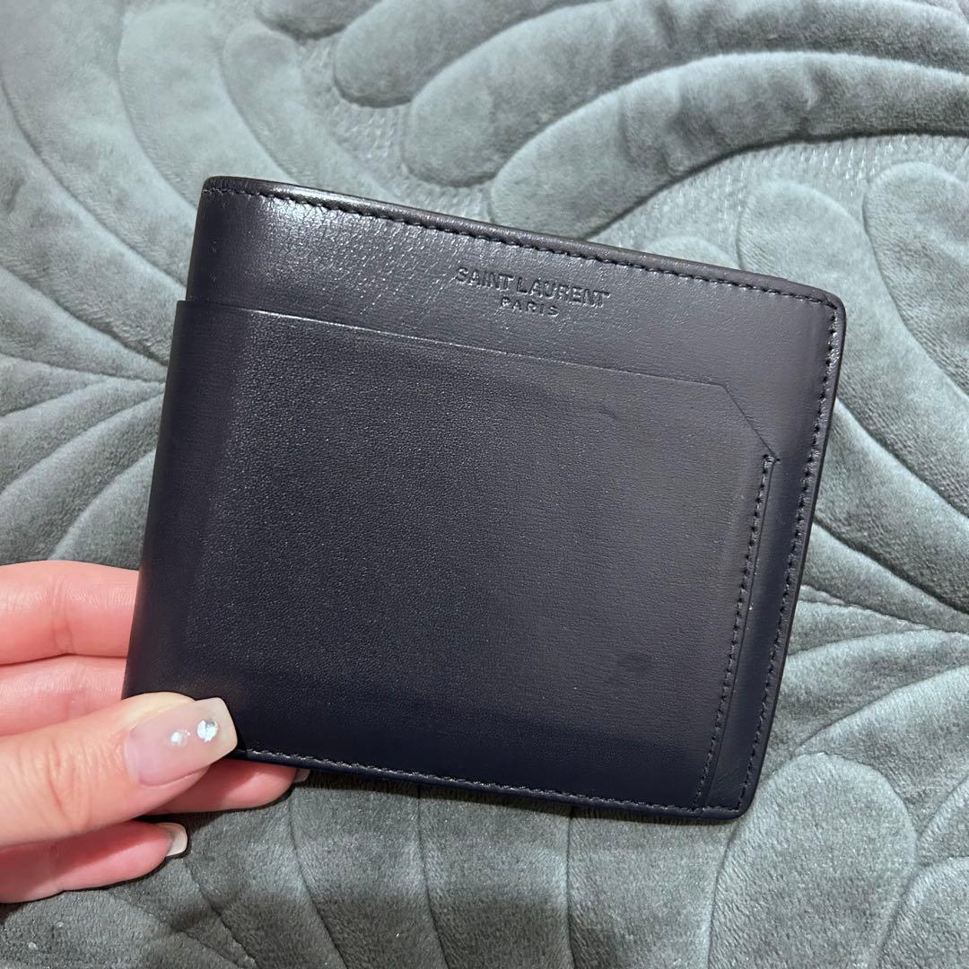 SAINT LAURENT ミッドナイトブルー二つ折り財布