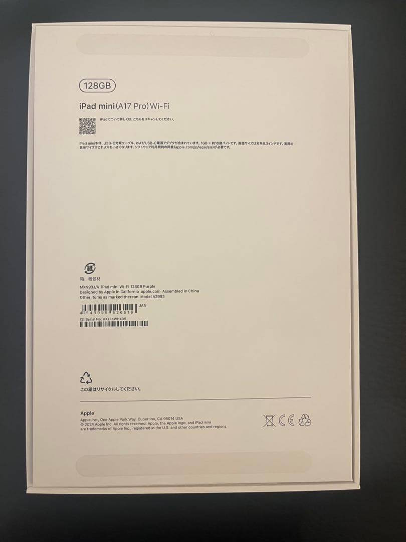 iPad本体 Apple iPad mini (A17 Pro) 128GB