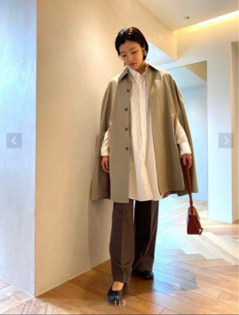 美品　ロエフ　ヘビーツイルマントコート　玉虫色　ケープコート　カーキ　フードなし