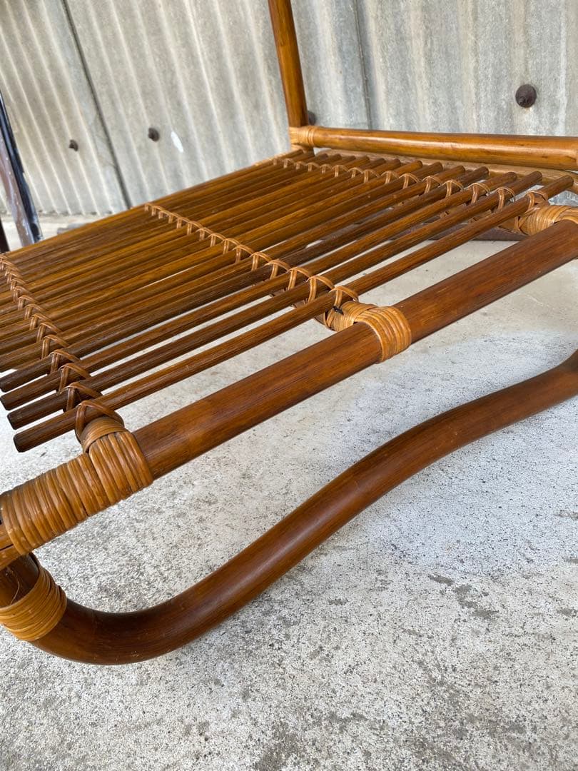 ラタン　センターテーブル　ガラステーブル　机　サイドテーブル　レトロ　藤