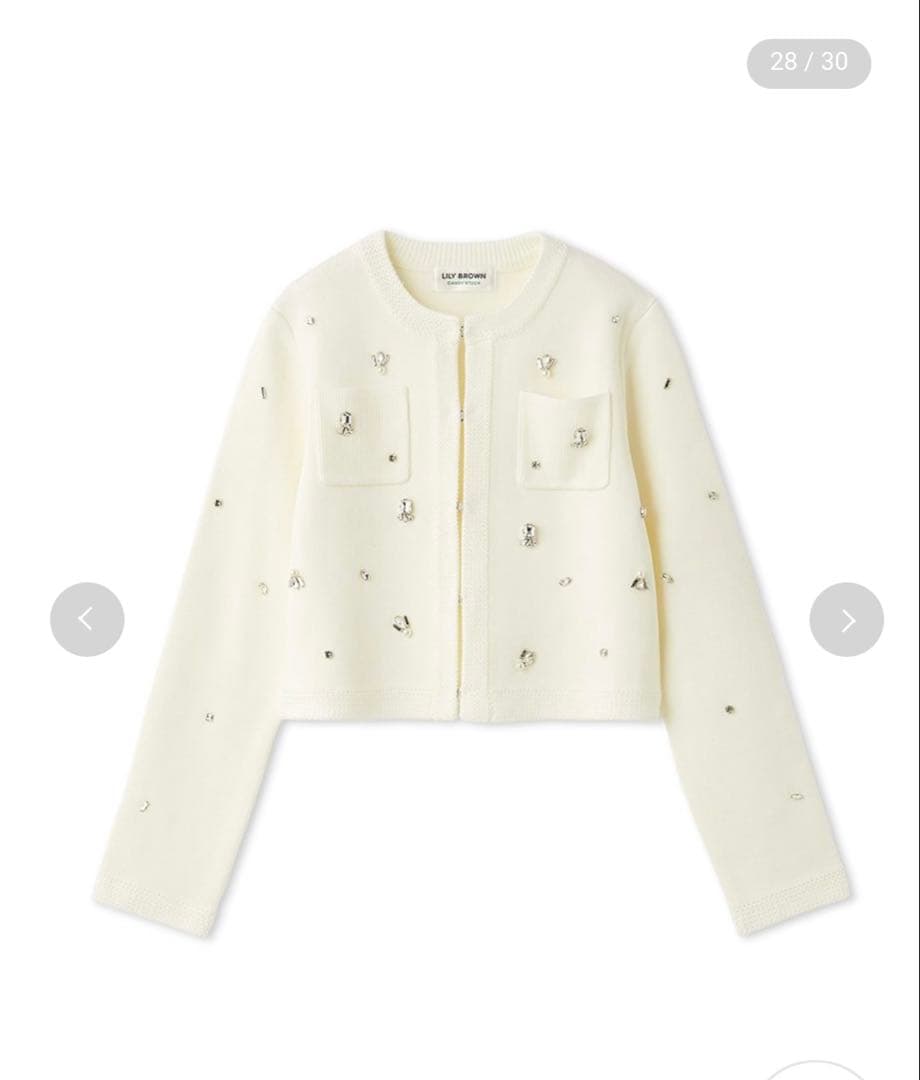 L.B CANDY STOCK マルチビジューノーカラーニットジャケット♥️完売