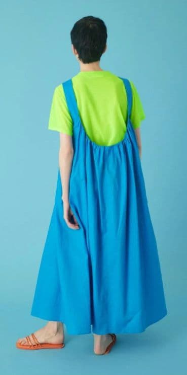 ヘリンドットサイ バックオープンドレス サロペットロングスカート