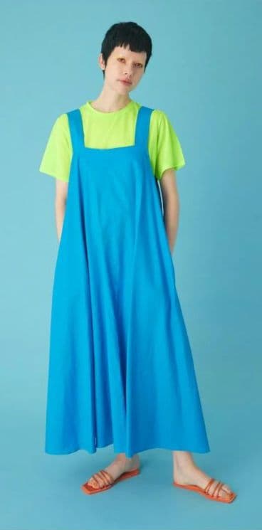 ヘリンドットサイ バックオープンドレス サロペットロングスカート