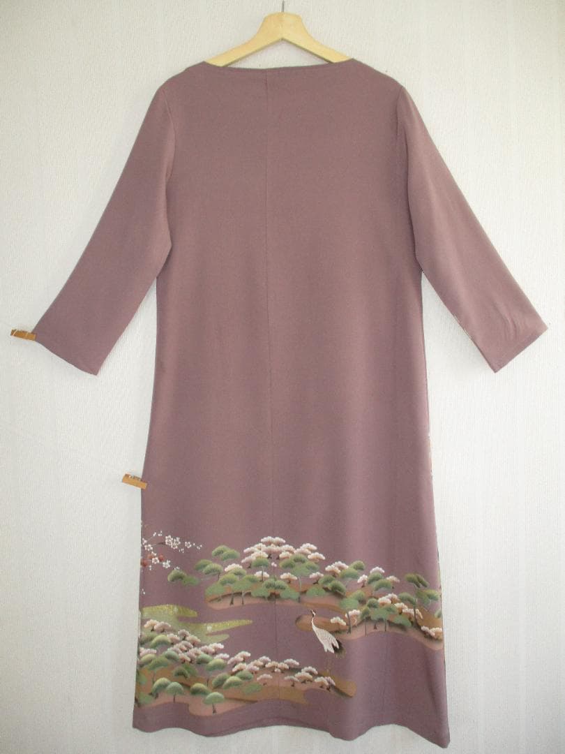 L～2Ｌサイズ　訪問着からの着物リメイクドレスです　着丈１１９cm