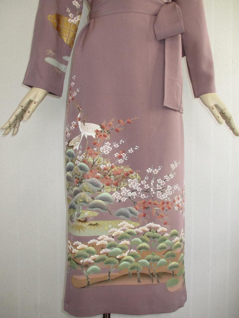 L～2Ｌサイズ　訪問着からの着物リメイクドレスです　着丈１１９cm