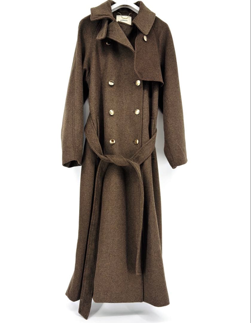 完売 poláura ポローラ MANYWAYウールロングトレンチコートブラウン