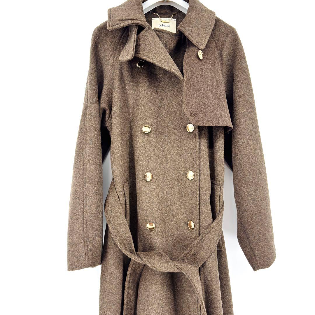 完売 poláura ポローラ MANYWAYウールロングトレンチコートブラウン