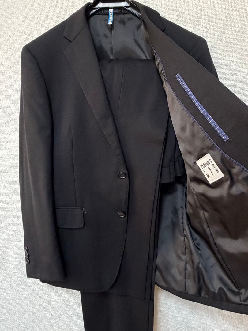 【美品】AOYAMA パーソンズ　黒無地　2パンツ　AB ストレッチ　ブラック