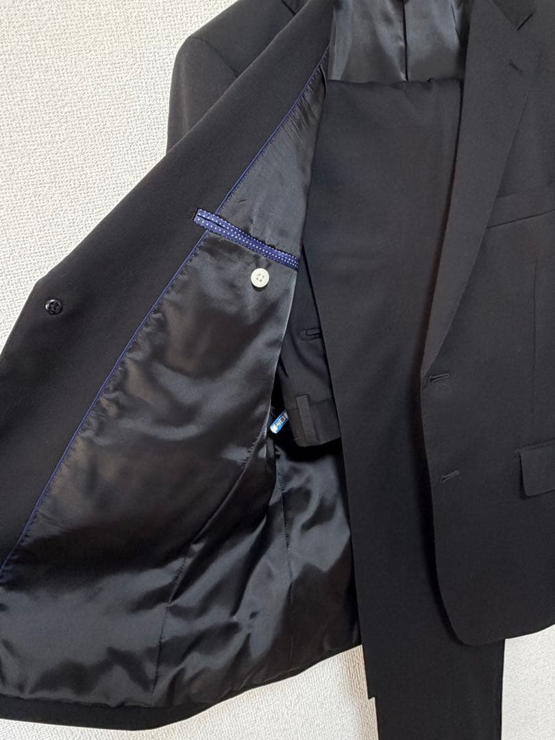 【美品】AOYAMA パーソンズ　黒無地　2パンツ　AB ストレッチ　ブラック