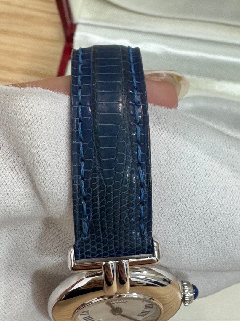 must de Cartier 腕時計 アナログ シルバー/ネイビー