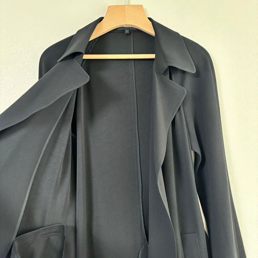 ののこ　セオリー　ベルト付きトレンチコート　アセテート　黒　裏地無し