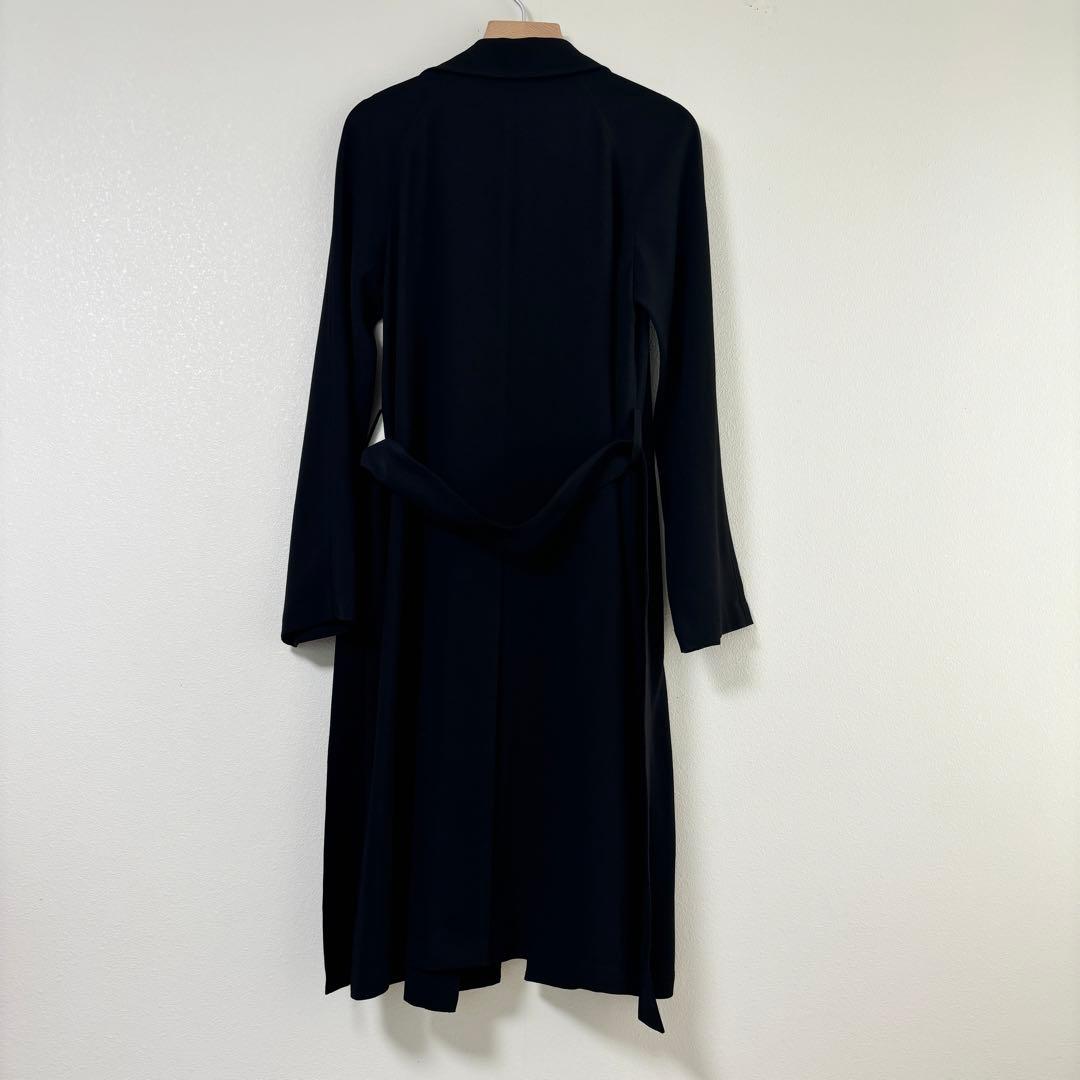 ののこ　セオリー　ベルト付きトレンチコート　アセテート　黒　裏地無し