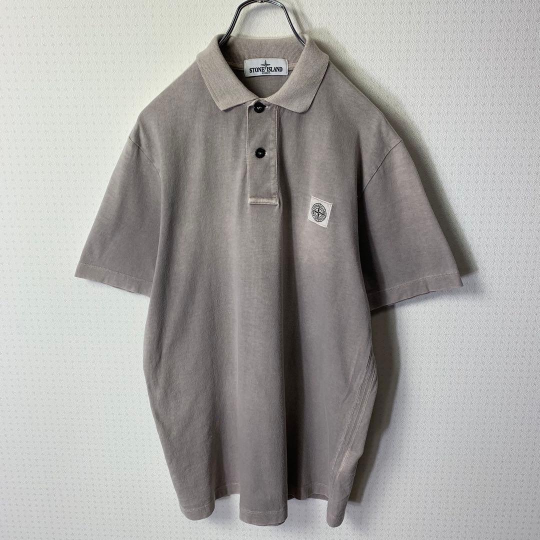 STONE  ポロシャツ M オーバーダイ コンパス刺繍ロゴ