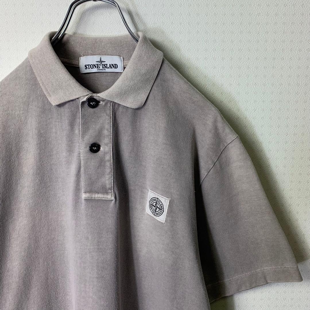 STONE  ポロシャツ M オーバーダイ コンパス刺繍ロゴ
