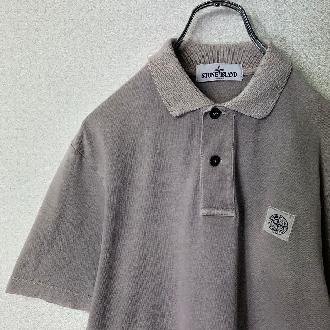 STONE  ポロシャツ M オーバーダイ コンパス刺繍ロゴ