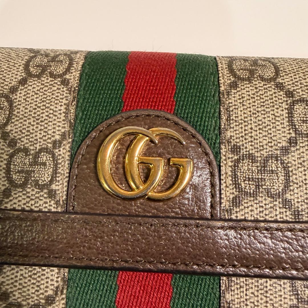 美品 GUCCI グッチ 長財布 オフィディア シェリーライン GGスプリーム