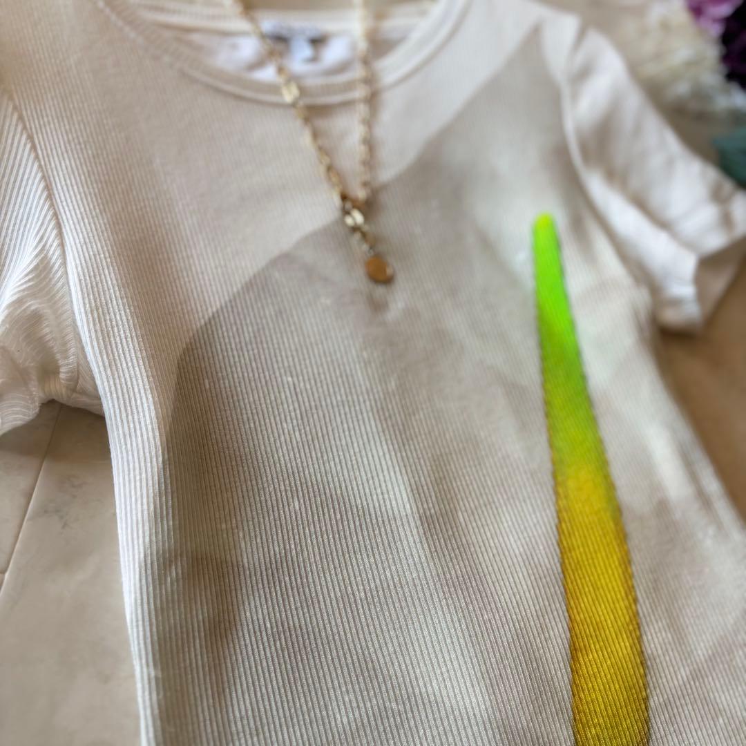 NO.4-110 LOEWEアナグラム刺繍　希少リブ半袖カットソーXS