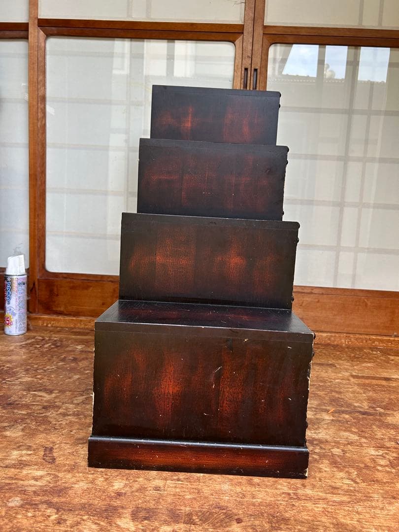 レトロ調 階段タンス 和風 民芸家具 小物収納　左下り