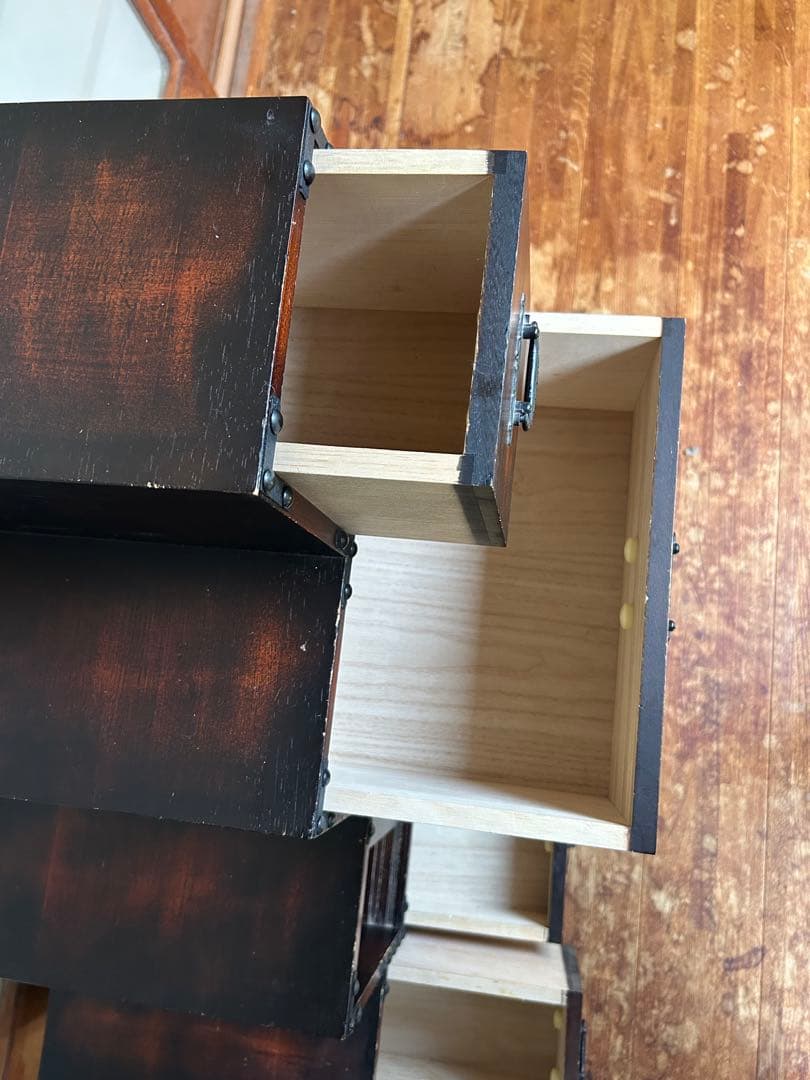 レトロ調 階段タンス 和風 民芸家具 小物収納　左下り